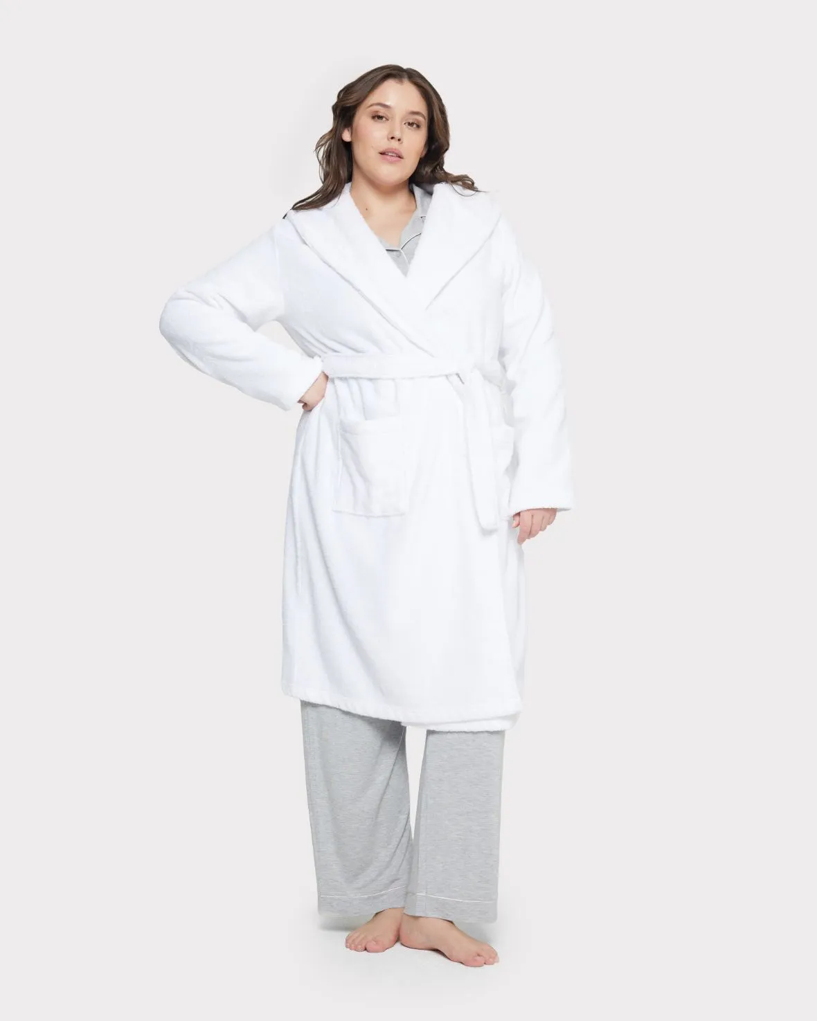 Towelling Dressing Gown - White