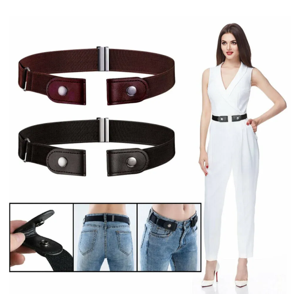 US 2-4 Pack Buckle Free Elastic Belt Women Men Comfortable Adjustable Invisible