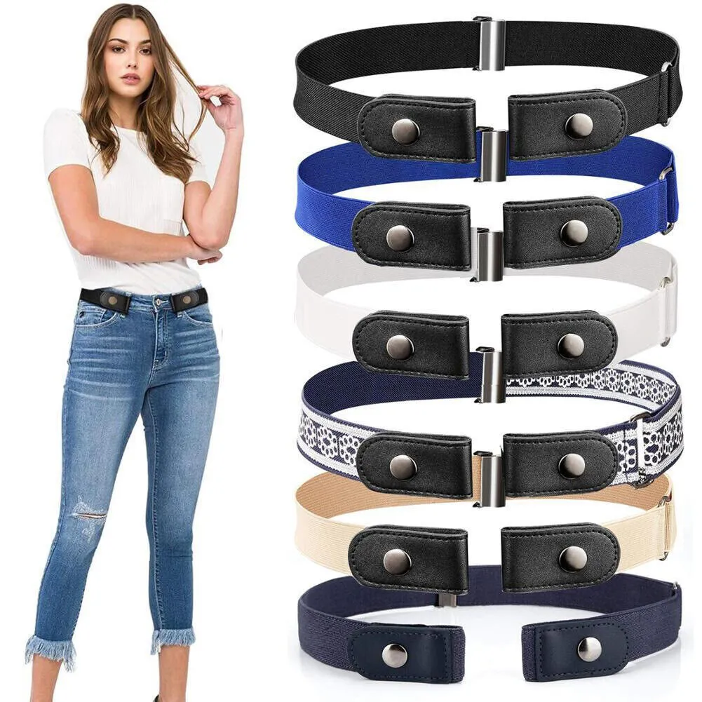 US 2-4 Pack Buckle Free Elastic Belt Women Men Comfortable Adjustable Invisible