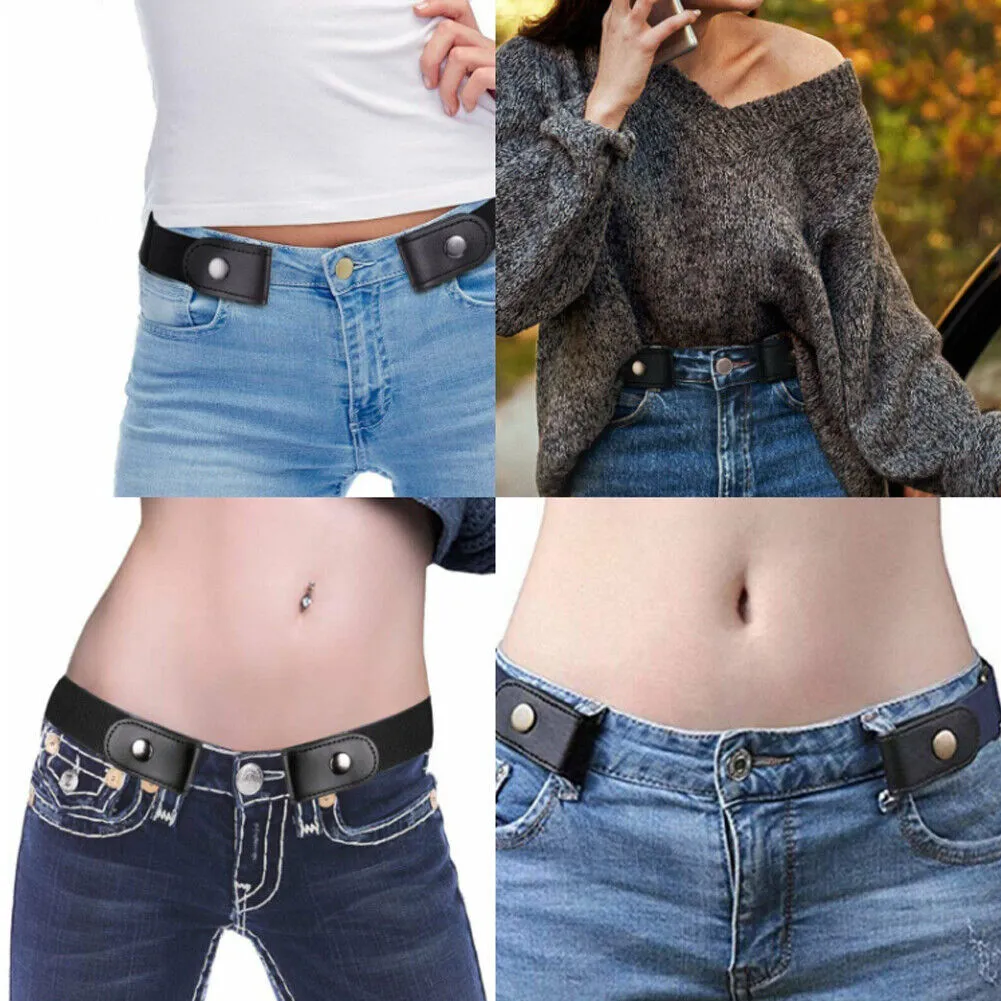 US 2-4 Pack Buckle Free Elastic Belt Women Men Comfortable Adjustable Invisible