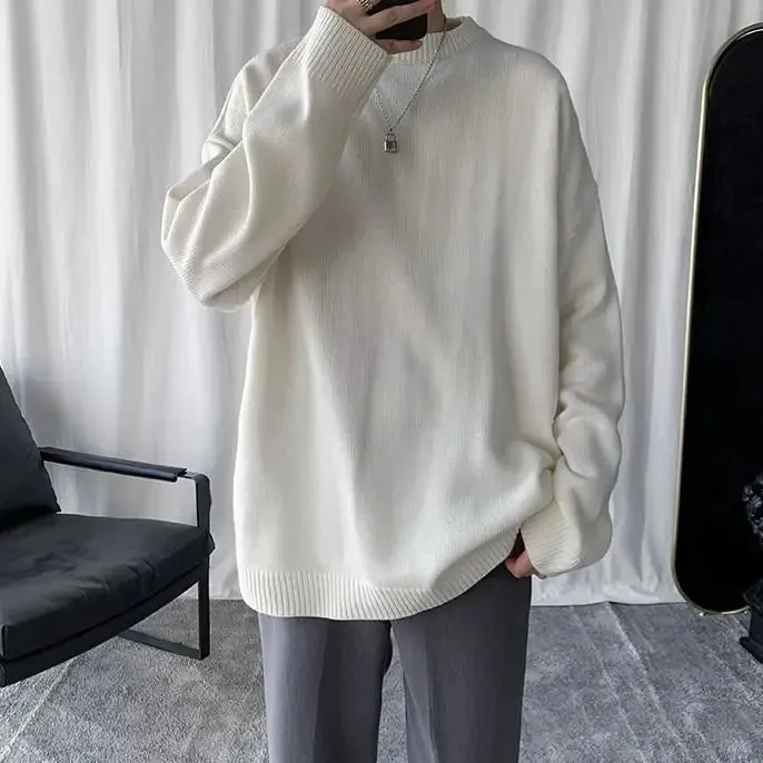 Wiaofellas  -  Autumn Winter Mens Warm Knitted Sweaters Pullover Men Vintage Casual Loose Sweater Male O-neck Long Sleeve Jumpers F394