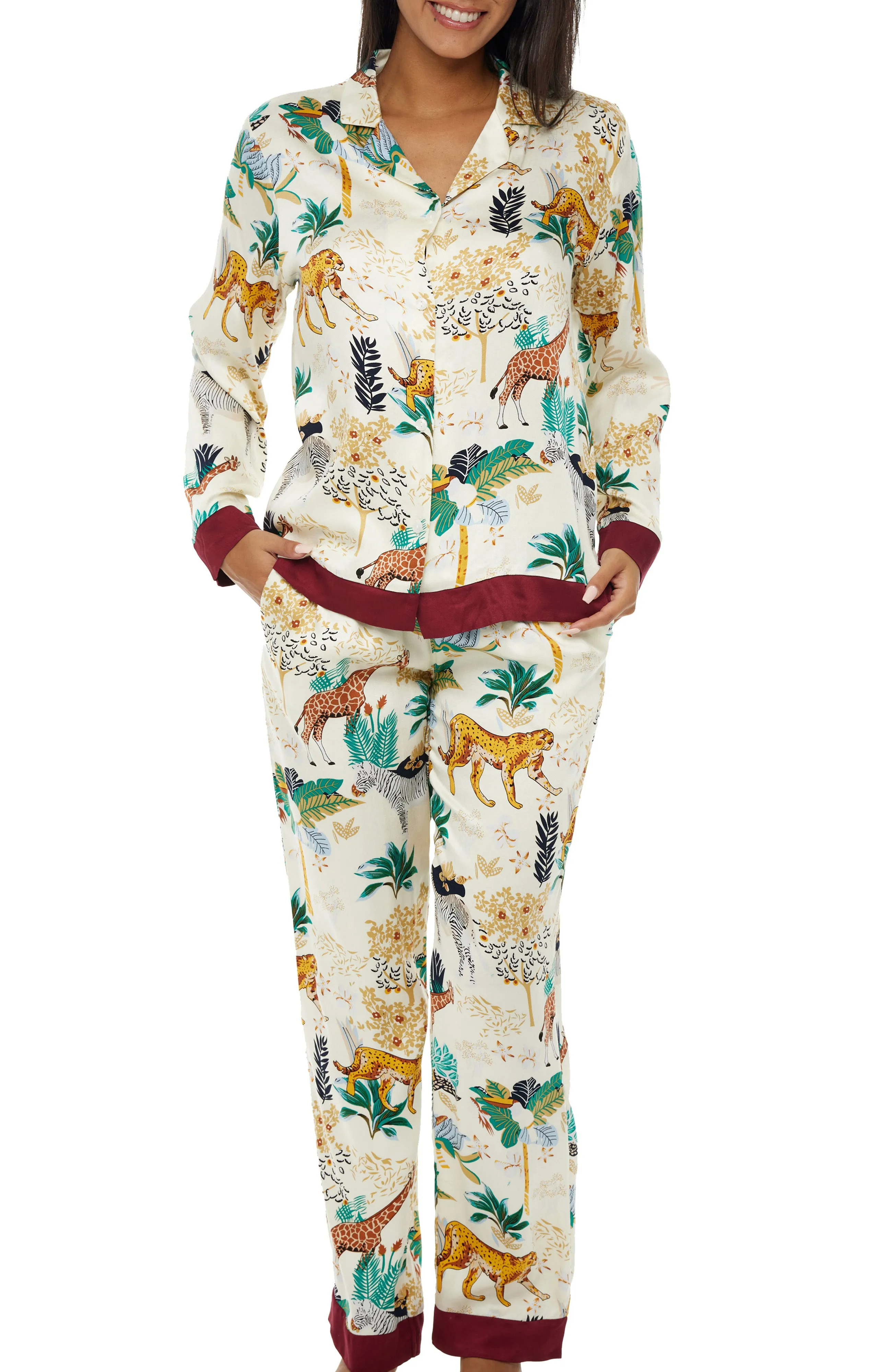 Women's Lightweight Pajamas with Pockets, Button Down PJ Set