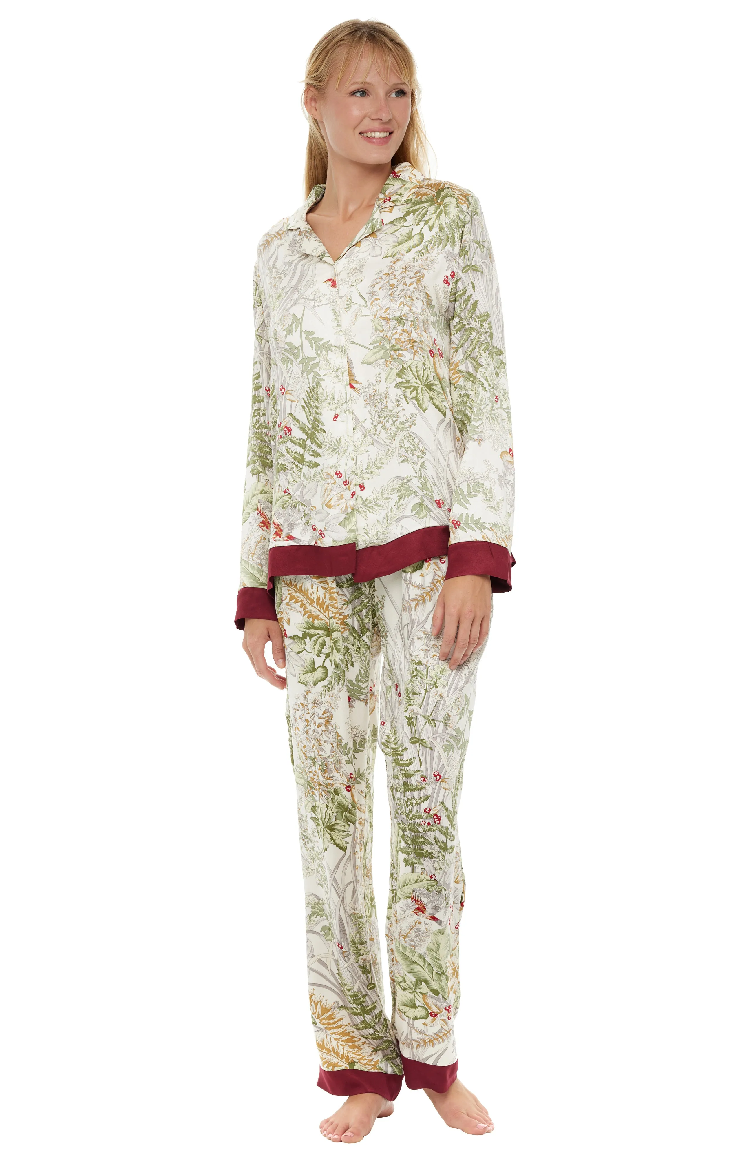 Women's Lightweight Pajamas with Pockets, Button Down PJ Set