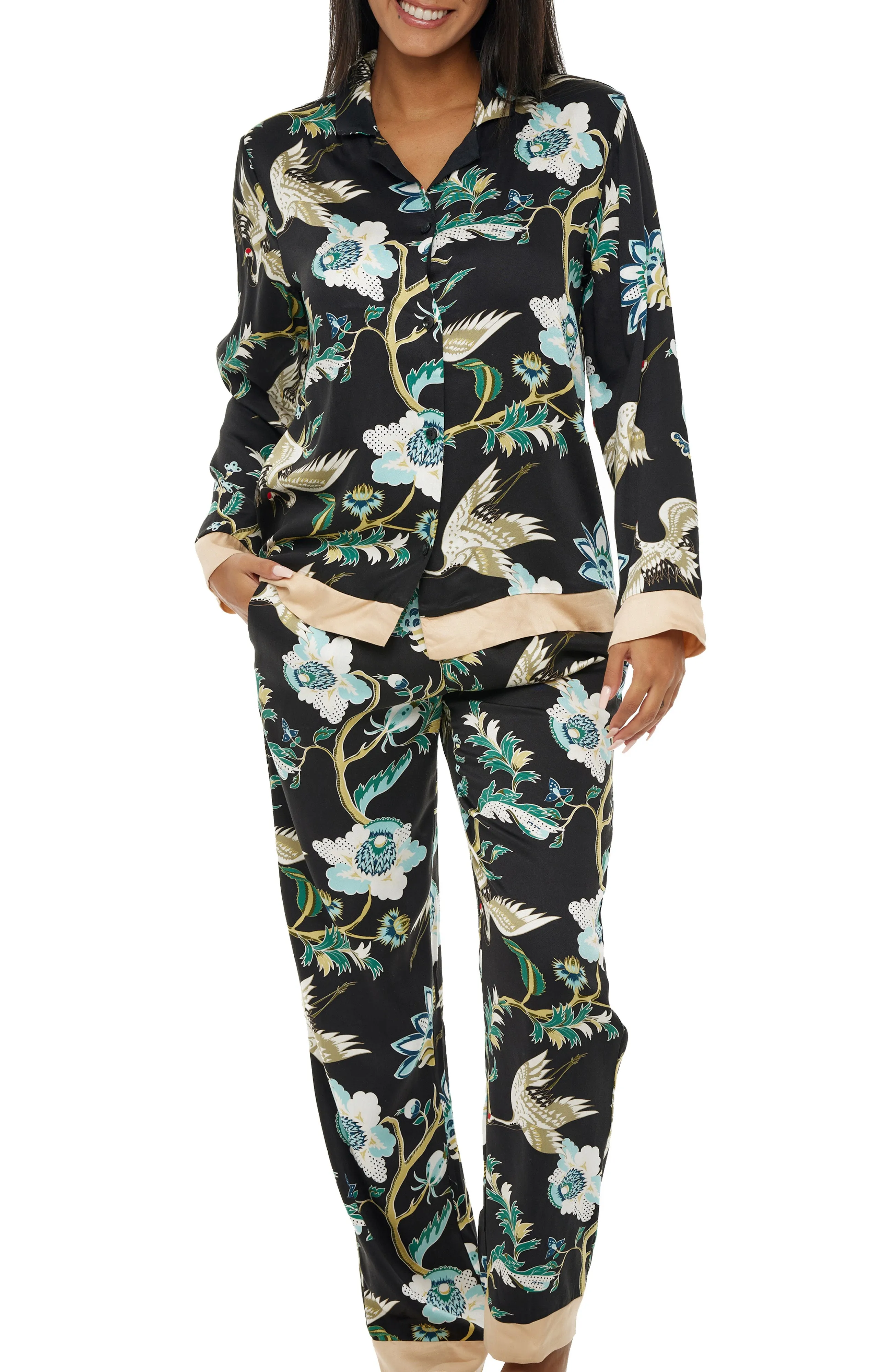 Women's Lightweight Pajamas with Pockets, Button Down PJ Set